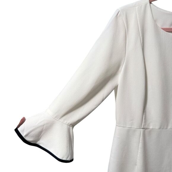 NANETTE LEPORE White BELLA DONNA Dress 4 Bell Sleeves Flounce Contrast Edge NWT - Picture 7 of 14